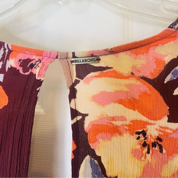 Billabong Divine Wrap Dress Flare Sleeves Floral Size Large - Picture 8 of 9